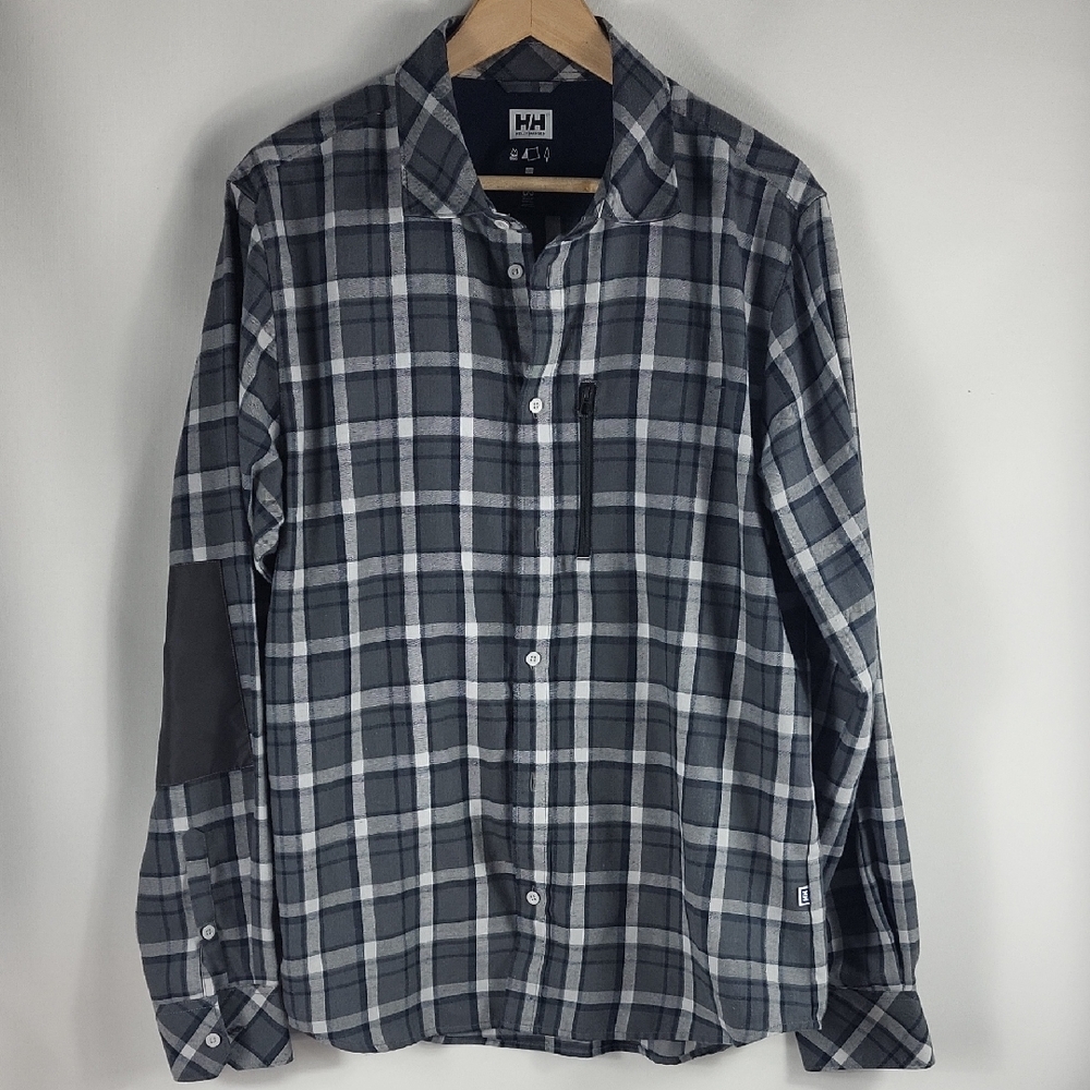 Helly Hansen Men's Gray Plaid Shirt Size Large